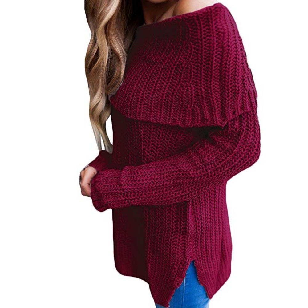 Beautiful women off shoulder knit sweater top - Picture 3 of 6